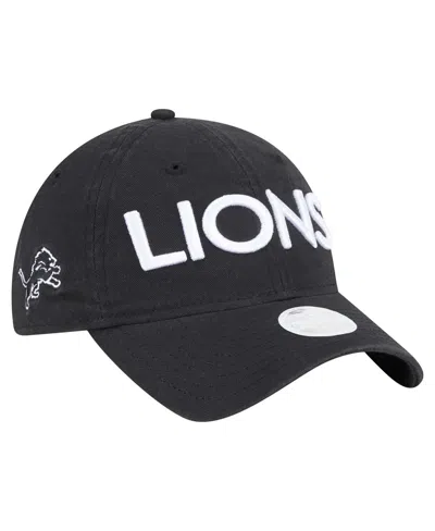 New Era Women's Black Detroit Lions Cece 9twenty Adjustable Hat In Black
