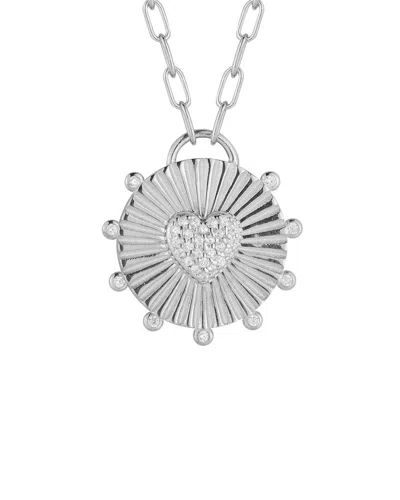 Sphera Milano Silver Cz Heart Necklace In Brown