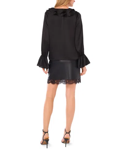 Vince Camuto Women's Ruffled V-neck Bell-sleeve Blouse In Black