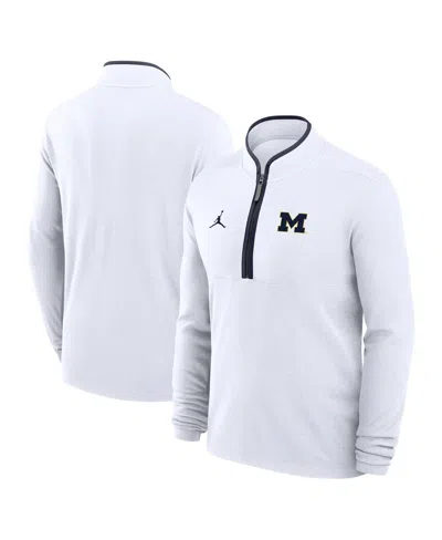 Jordan Men's White Michigan Wolverines Courtside Victory Dri-fit Half-zip Pullover Sweatshirt In White