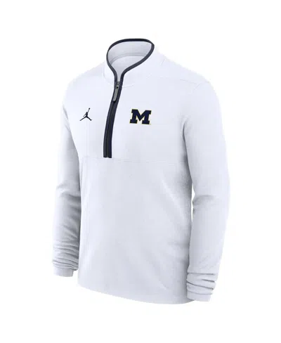 Jordan Men's White Michigan Wolverines Courtside Victory Dri-fit Half-zip Pullover Sweatshirt In White