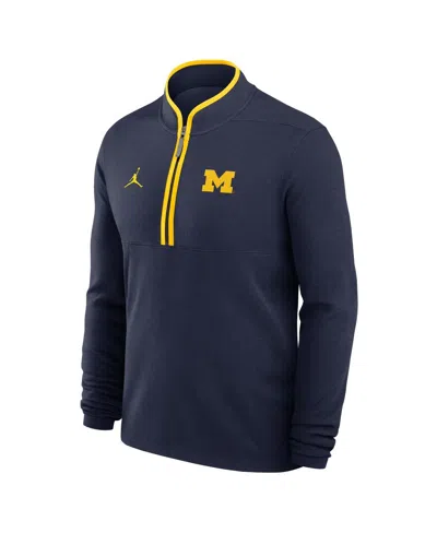 Jordan Men's Navy Michigan Wolverines Courtside Victory Dri-fit Half-zip Pullover Sweatshirt In Blue