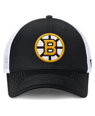 Fanatics Men's Black/white Boston Bruins Core Primary Logo Trucker Adjustable Hat In Black