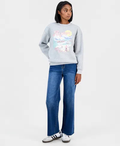 Self Esteem Juniors' Aspen Graphic-print Sweatshirt In Gray