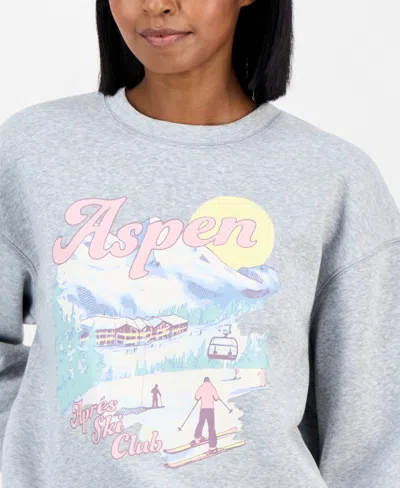 Self Esteem Juniors' Aspen Graphic-print Sweatshirt In Gray