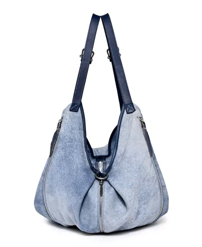 Old Trend Women's Lamb Leather Dorado Hobo Convert Backpack In Blue
