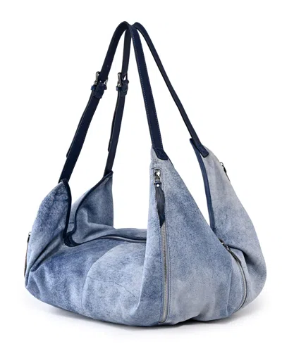 Old Trend Women's Lamb Leather Dorado Hobo Convert Backpack In Blue