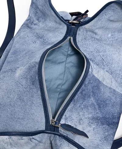 Old Trend Women's Lamb Leather Dorado Hobo Convert Backpack In Blue