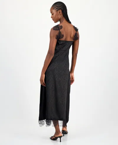 And Now This Women's Lace-trim Jacquard Slip Dress, Macy's Exclusive In Blue