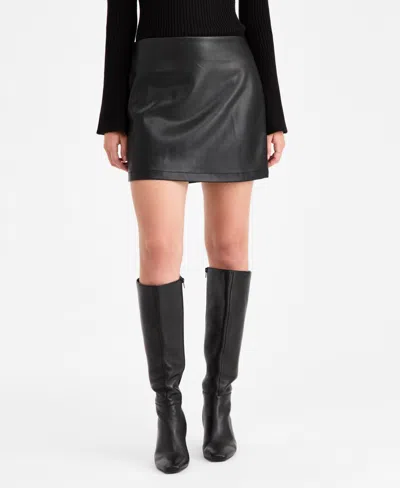 Bar Iii Women's Faux-leather Fitted Mini Skirt, Macy's Exclusive In Black