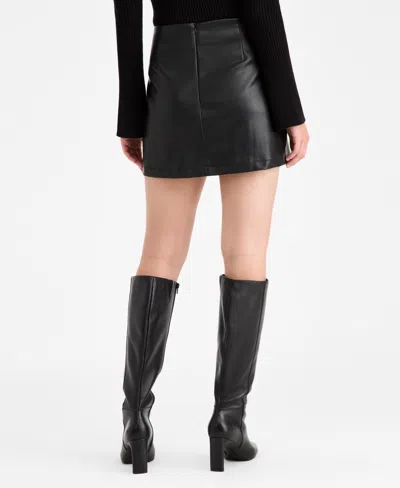 Bar Iii Women's Faux-leather Fitted Mini Skirt, Macy's Exclusive In Black
