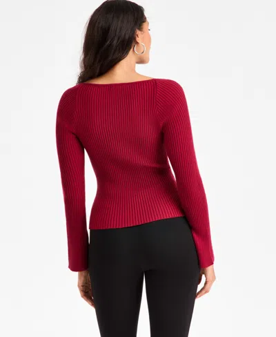 Bar Iii Women's Sweetheart-neck Bustier Ribbed Sweater, Macy's Exclusive In Red