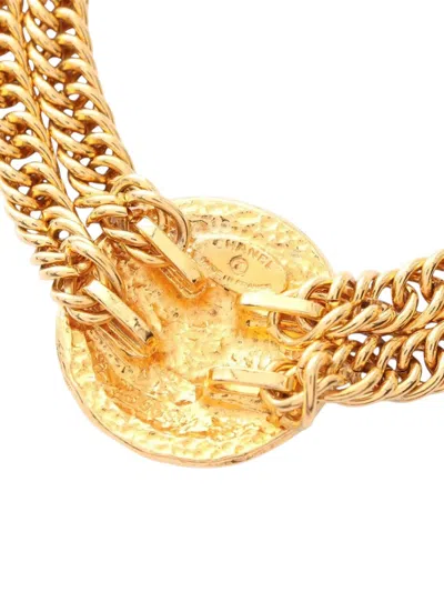 Pre-owned Chanel 1970-1980 Gold Plated 31 Rue Cambon Medallion Necklace Costume Necklace
