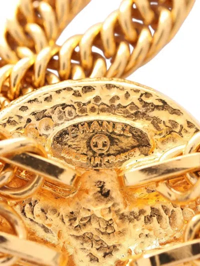 Pre-owned Chanel 1970-1980 Gold Plated 31 Rue Cambon Medallion Necklace Costume Necklace