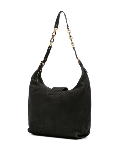 Pre-owned Fendi 2010-2025 Vitello Savana Forever Hobo Shoulder Bag In Black