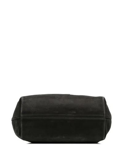 Pre-owned Fendi 2010-2025 Vitello Savana Forever Hobo Shoulder Bag In Black