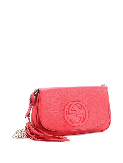 Pre-owned Gucci Soho Chain Leather Medium Crossbody Bag In Red