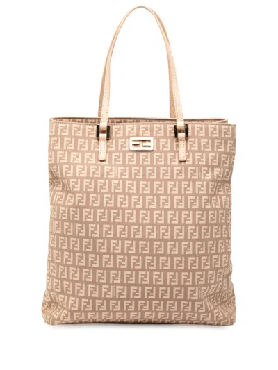 Pre-owned Fendi 2000-2010 Zucchino Canvas Tote Bag In Pink