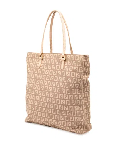 Pre-owned Fendi 2000-2010 Zucchino Canvas Tote Bag In Pink