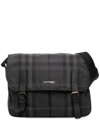 Pre-owned Burberry 2000-2017 Smoke Check Nylon Elgin Messenger Bag Crossbody Bag In Gray