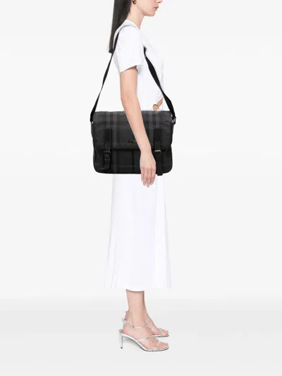 Pre-owned Burberry 2000-2017 Smoke Check Nylon Elgin Messenger Bag Crossbody Bag In Gray