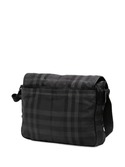 Pre-owned Burberry 2000-2017 Smoke Check Nylon Elgin Messenger Bag Crossbody Bag In Gray