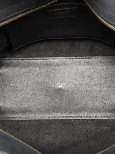 Pre-owned Saint Laurent 2017 Small Leather Downtown Cabas Satchel In Black