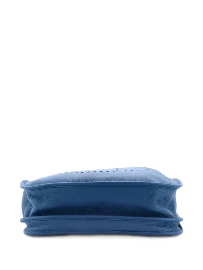 Pre-owned Hermes Evelyne Bag Gen Iii Clemence Gm Crossbody Bag In Blue