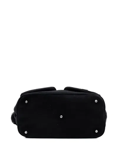 Pre-owned Loewe 2010-2025 Suede Braided Chain Pocket Tote Bag In Black