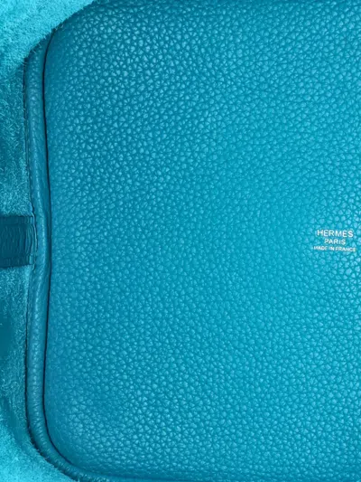 Pre-owned Hermes Picotin Lock Bag Clemence Gm Bucket Bag In Blue
