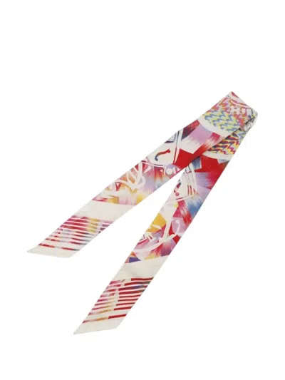 Pre-owned Hermes 2023 Ex Libris Marble Silk Twilly Scarf Scarves In White