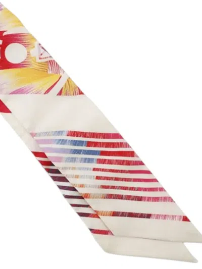 Pre-owned Hermes 2023 Ex Libris Marble Silk Twilly Scarf Scarves In White