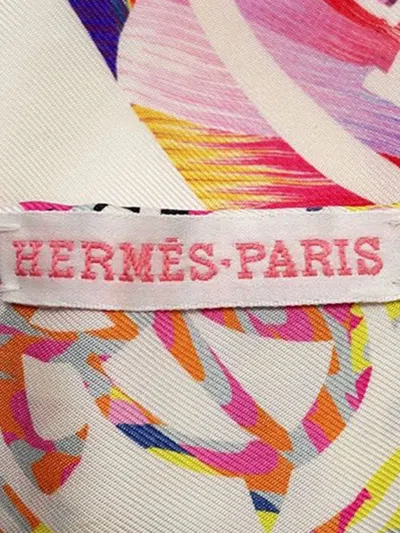 Pre-owned Hermes 2023 Ex Libris Marble Silk Twilly Scarf Scarves In White