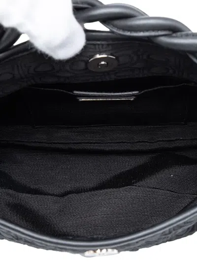 Pre-owned Ferragamo 2010-2025 Gancini Canvas Handbag In Black