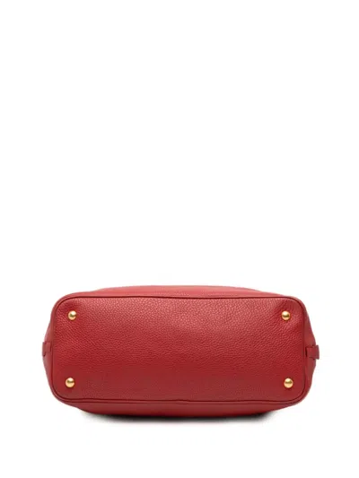 Pre-owned Prada 2000-2025 Vitello Daino Side Zip Shopper Tote Satchel In Red