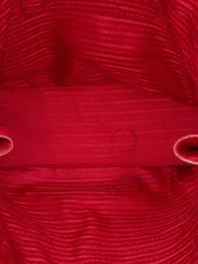Pre-owned Prada 2000-2025 Vitello Daino Side Zip Shopper Tote Satchel In Red