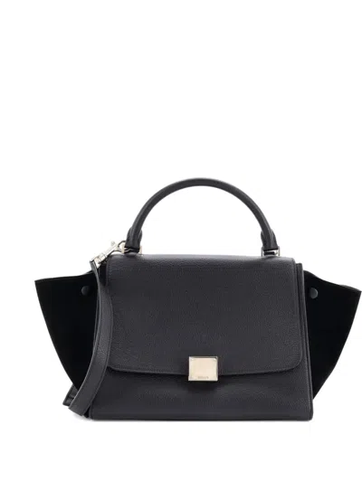 Pre-owned Celine Trapeze Bag Leather Small Satchel In Black