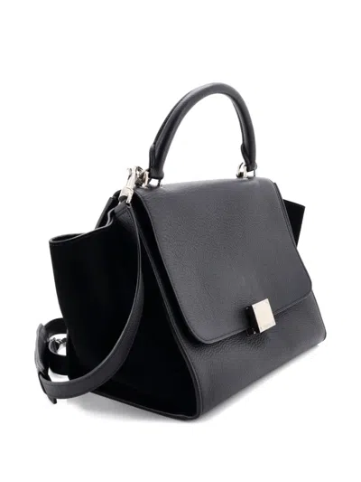 Pre-owned Celine Trapeze Bag Leather Small Satchel In Black