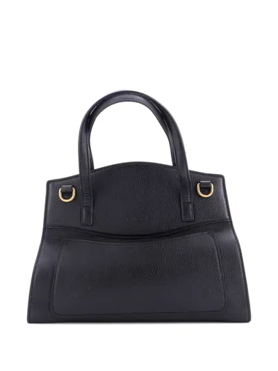 Pre-owned Gucci Totem Top Handle Bag Leather Medium Tote Bag In Black