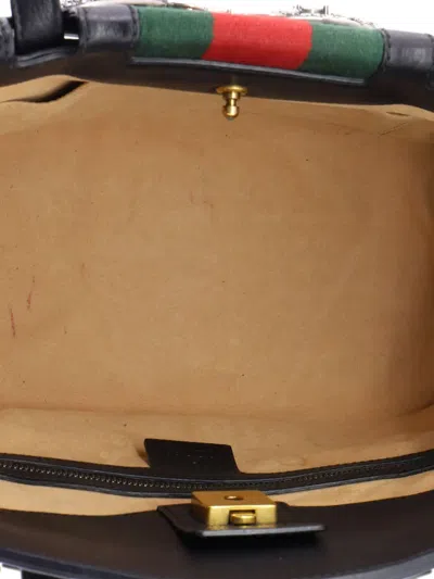 Pre-owned Gucci Totem Top Handle Bag Leather Medium Tote Bag In Black