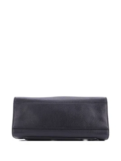 Pre-owned Gucci Totem Top Handle Bag Leather Medium Tote Bag In Black