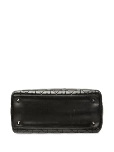Pre-owned Dior 2004 Medium Lambskin Cannage Lady  Satchel In Black
