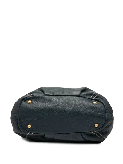 Pre-owned Prada 2000-2025 Vitello Daino Zip Top Satchel In Blue