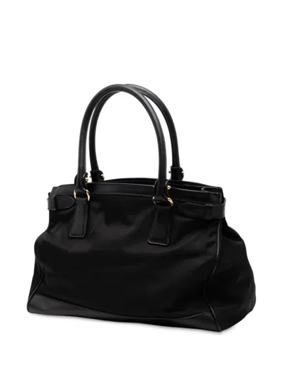 Pre-owned Ferragamo 2010-2025 Nylon Gancini Satchel In Black