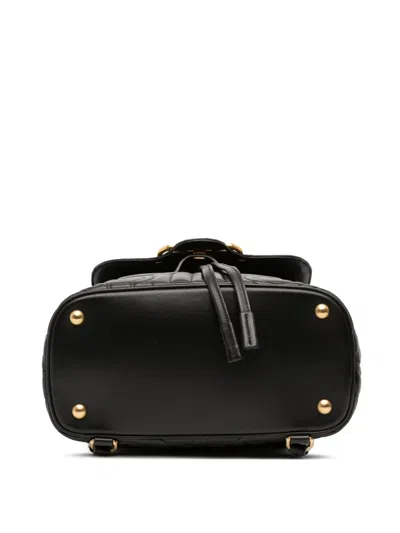 Pre-owned Ferragamo 2018 Small Quilted Leather Double Gancini Backpack In Black