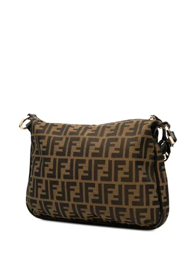 Pre-owned Fendi 2010-2025 Zucca Canvas Chef Crossbody Bag In Brown