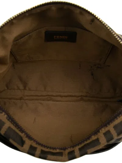 Pre-owned Fendi 2010-2025 Zucca Canvas Chef Crossbody Bag In Brown