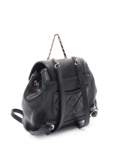 Pre-owned Chanel 2021-2025 Mini Business Affinity Caviar Backpack In Black