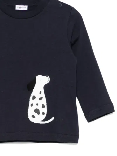 Il Gufo Dalmatian Graphic Long-sleeve T-shirt In Blue