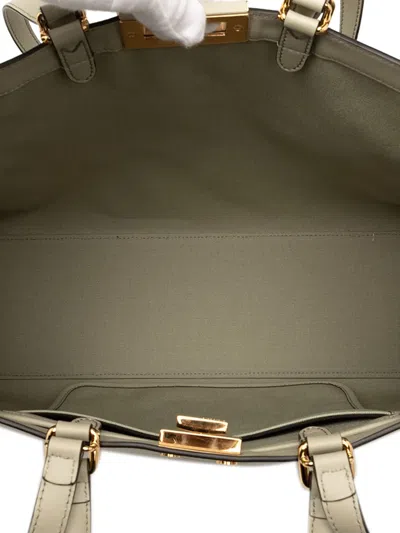 Pre-owned Fendi 2010-2025 Zucca Embroidered Canvas Peekaboo X Tote Satchel In Green